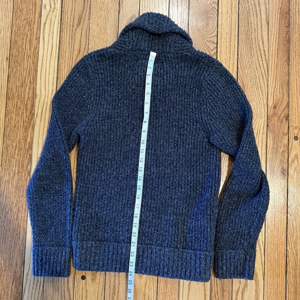 Abercrombie & Fitch Y2K Shawl Collar Sweater Womens Small Gray Moose Logo - Picture 9 of 11
